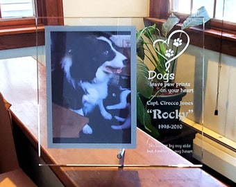 Personalized Dog Memorial Frame for your beloved pet, Engraved Glass Pet Memorial Frame