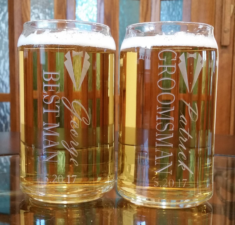 Personalized Beer Can Glasses Set of 4 Groomsmen Gifts Etsy