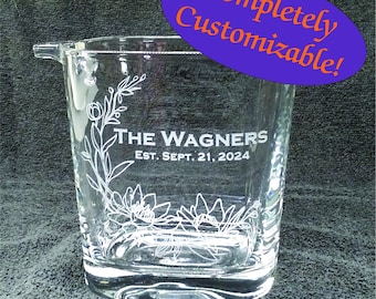 Engraved Crystal Ice Bucket, Personalized Logo, Wedding Gift, Award