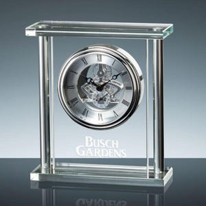 Personalized Engraved Crystal Clock with your logo, artwork, text, Employee Award, Wedding Gift, Personalized Crystal Desk Clock, Executive