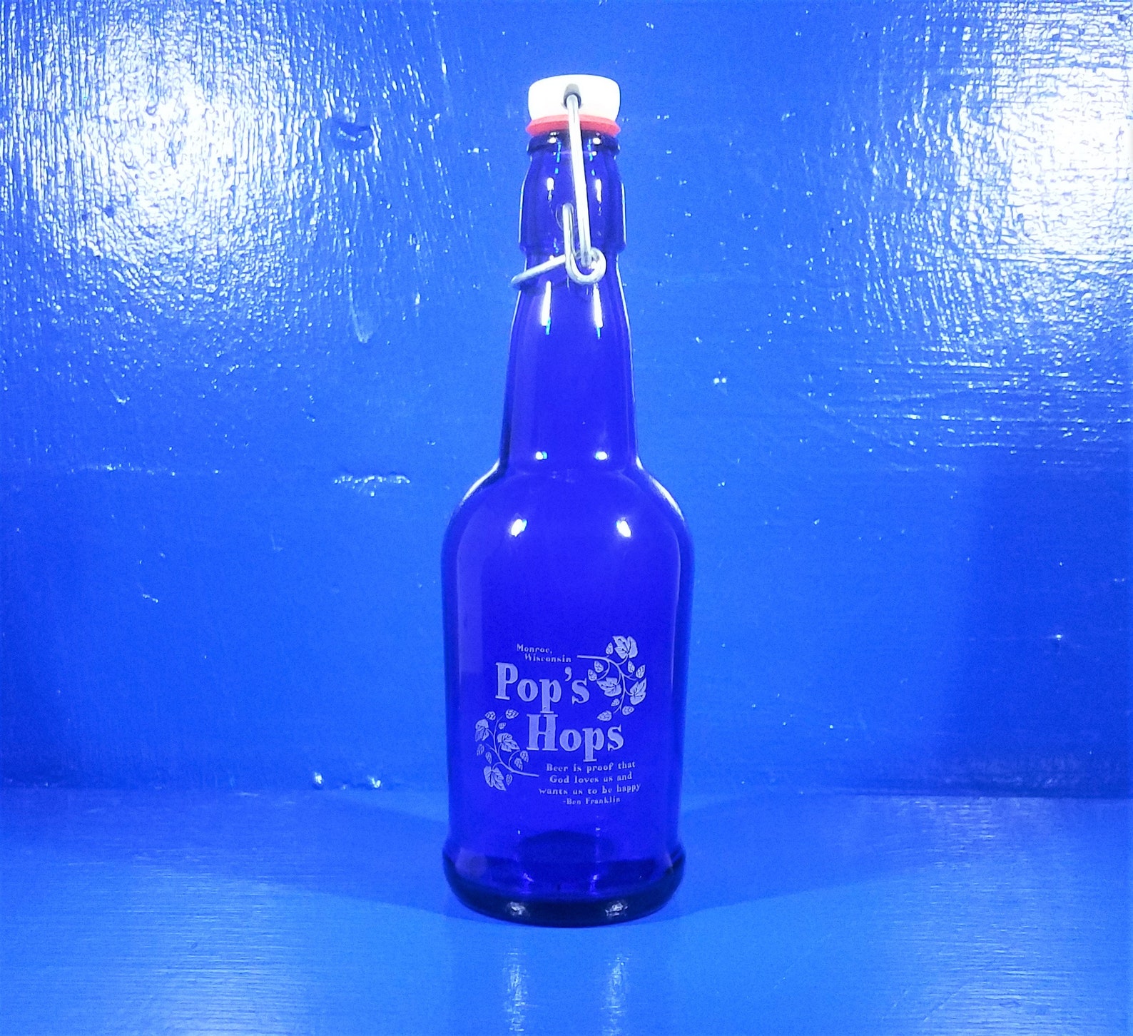 Custom Blue Beer Bottle 16 Ounces Comes With EZ Cap Etsy UK