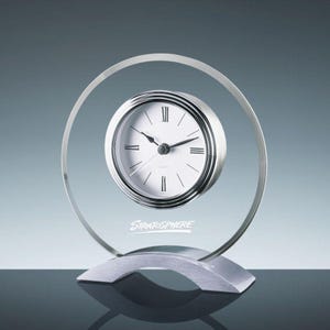 Personalized Engraved Crystal Clock with your logo, artwork, text, Employee Award, Wedding Gift, Personalized Crystal Desk Clock, Executive