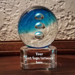 Custom Engraved Art Glass Award: Personalized Logo, Executive Gift