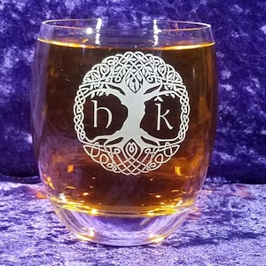 Tree of Life Whiskey Glass, Celtic Tree of Life Crystal Whiskey Glass, Pagan Gift, Wicca Gift, Witch Gift, Personalized Engraved Tumbler