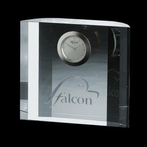 Personalized Engraved Crystal Clock with your logo, artwork, text, Employee Award, Wedding Gift, Personalized Crystal Desk Clock, Executive