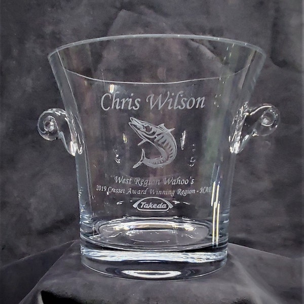 Custom Engraved Crystal Ice Bucket: Personalized Corporate Gift, Award