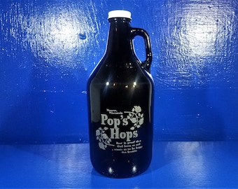 Custom Amber Beer Growler, 64 ounces, personalized engraved with your text or logo, gift for home brewers, craft brewery, groomsman gift