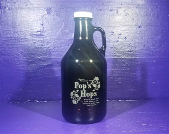 Custom Amber Half Growler, 32 ounces, personalized engraved with your text or logo, gift for home brewers, craft brewery, groomsman gift