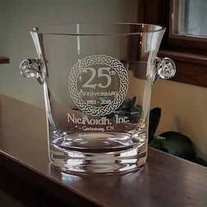 Custom Crystal Ice Bucket, 6&quot; Tall, personalized engraved with your  Logo, Artwork or text, Employee Gift, Custom Award,  Executive Gift