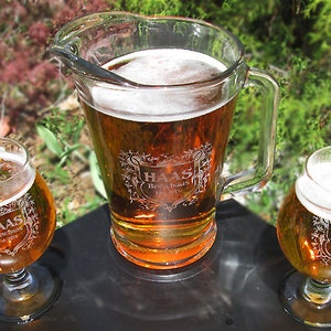 Custom Beer Pitcher and Belgian Beer Goblets Set Personalized