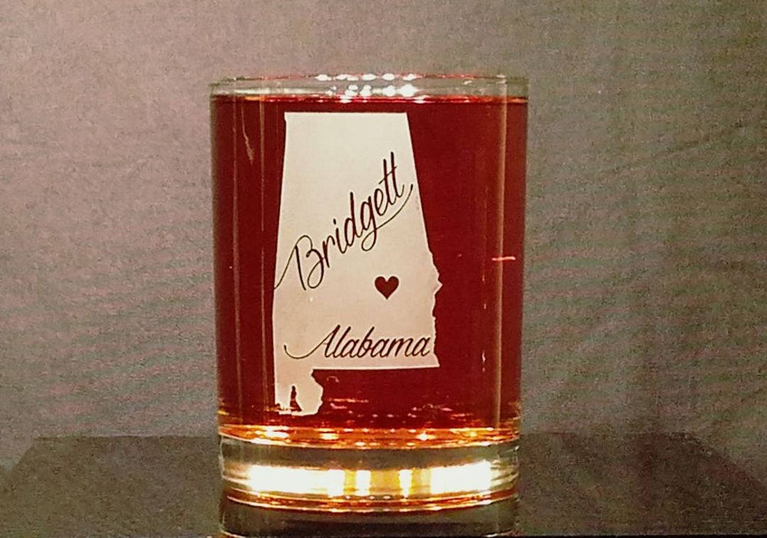 Alabama Whiskey Glass Custom State Glass Home State Glass Etsy