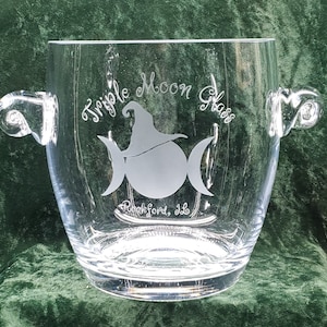 Custom Crystal Ice Bucket, 7&quot; Tall, personalized engraved with your  Logo, Artwork or text, Employee Gift, Custom Award, Executive Gift