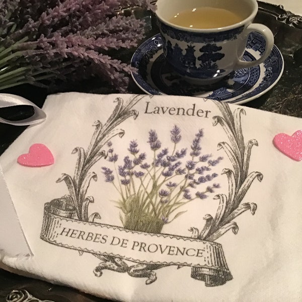 Lavender Herbes De Provence  Kitchen Towel TEA Towel FRENCH Chic Gift