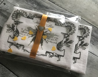 Honey Bee Kitchen Towel: Flour Sack Dish Towel Decor Gift