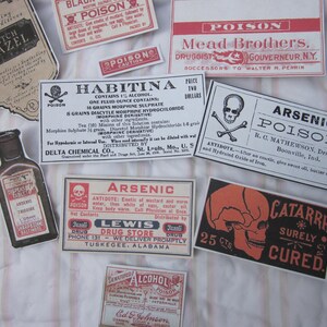 Vintage Pharmacy Apothecary Labels Adhesive Stickers SEALS 10 Assorted Sizes