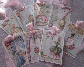 Handmade Marie Antoinette Versailles Trianon Garden Gift Tags ~ Glitter ~ Ribbon 8 Ooh La La