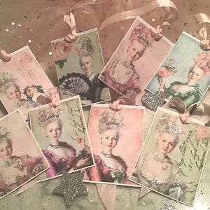 Adorable  Marie Antoinette Gift Tags ~ Glitter ~ Ribbon 8