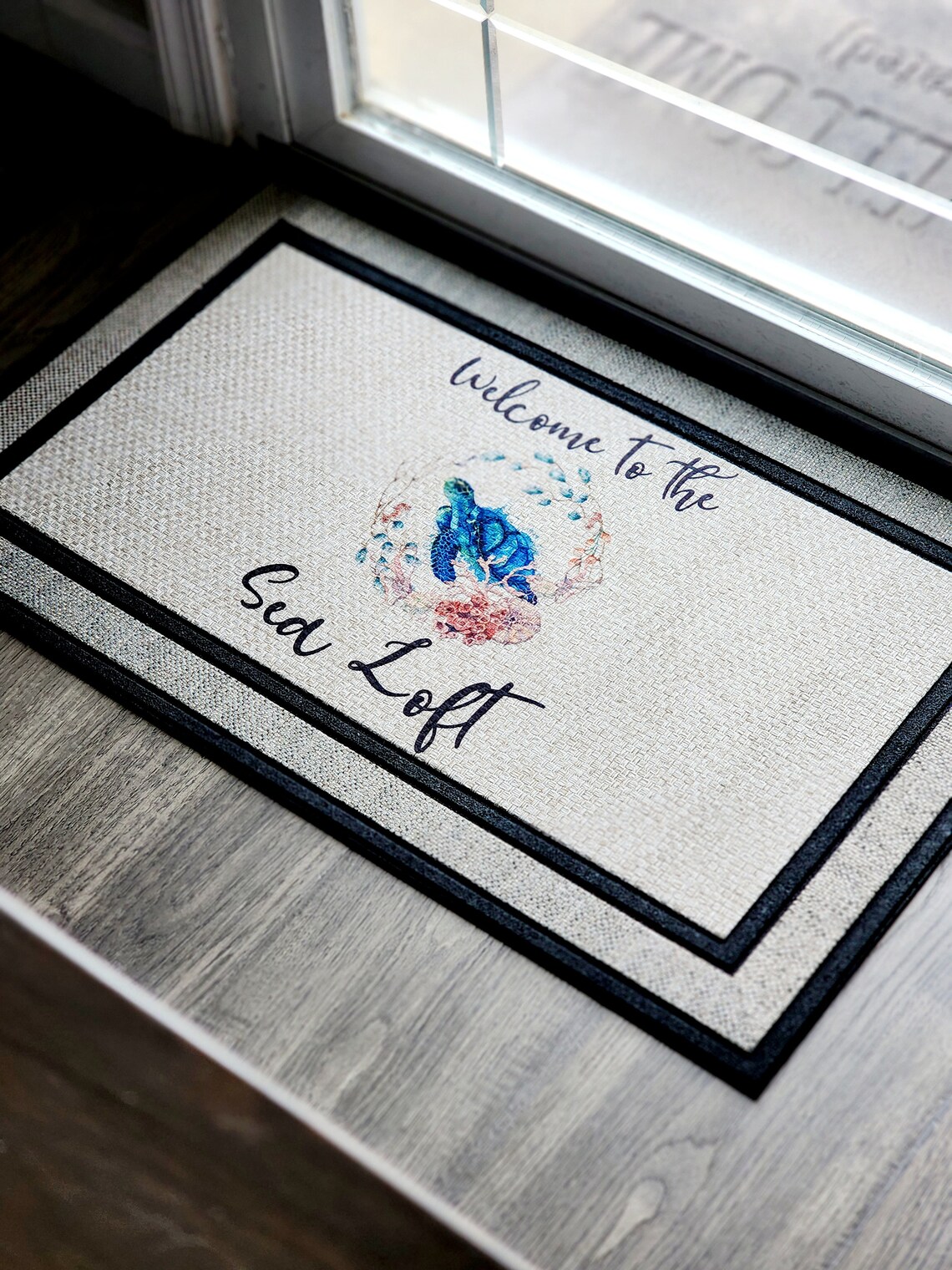 Sea Turtle Door Mat Personalized Indooroutdoor Beach House Lake House