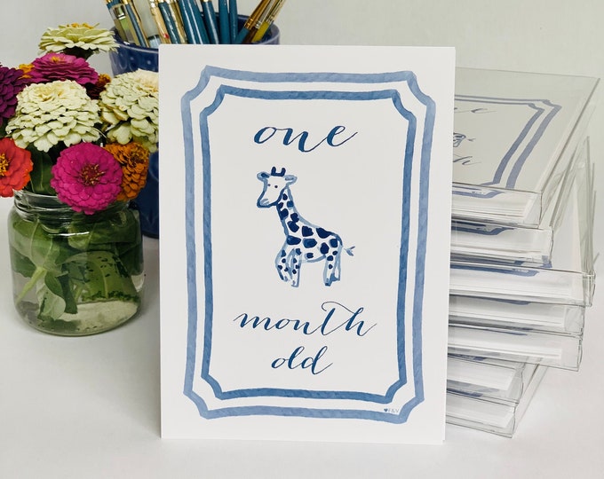 Baby Milestone Cards - Jungle Blue Animals - Etsy