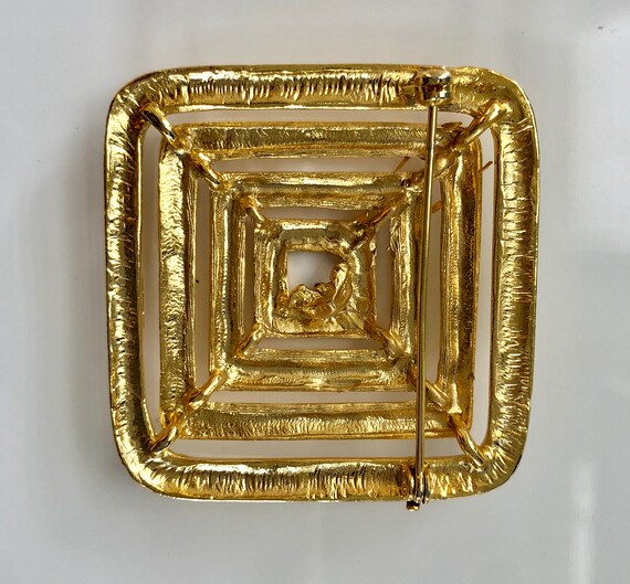 Gold-Tone "Square" Pierced Large Earrings and Lar… - image 6