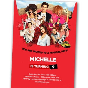 High School Musical invitation, High School Musical Birthday invitation, High School Musical Party