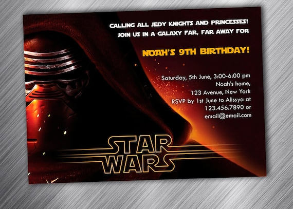 star wars party invitation birthday party invitation etsy