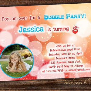 Bubble Birthday Party Invitation, Bubble Party