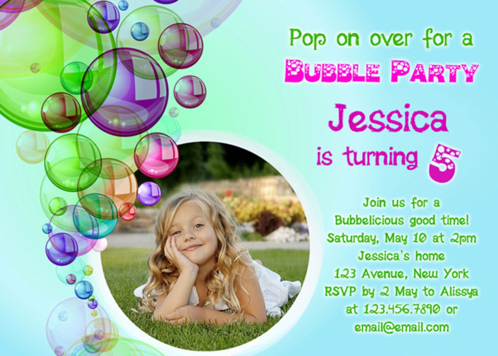Bubble Birthday Party Invitation Bubble Party Etsy