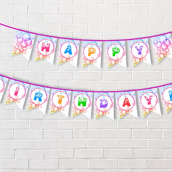 Bubble Happy Birthday Banner, Bubble Party Banner, Bubble Birthday Party Banner