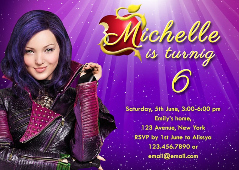 Descendants Invitation, Descendants Birthday Invitation, Descendants ...