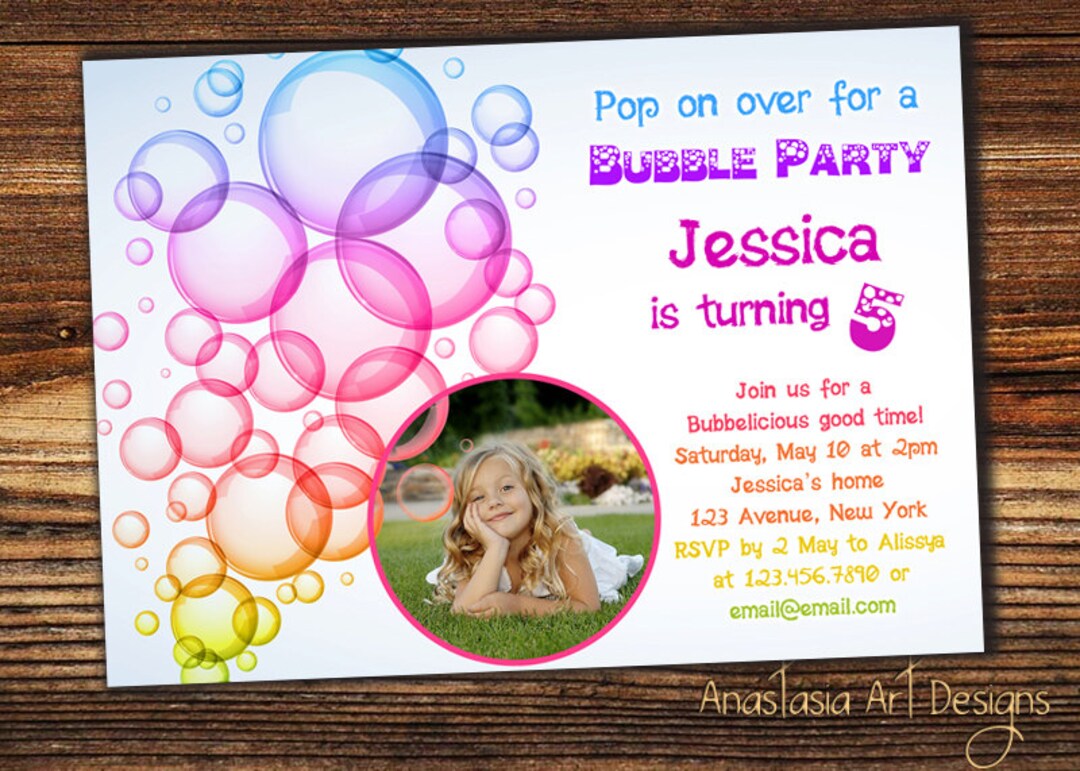 Bubble Birthday Party Invitation, Bubble Party - Etsy