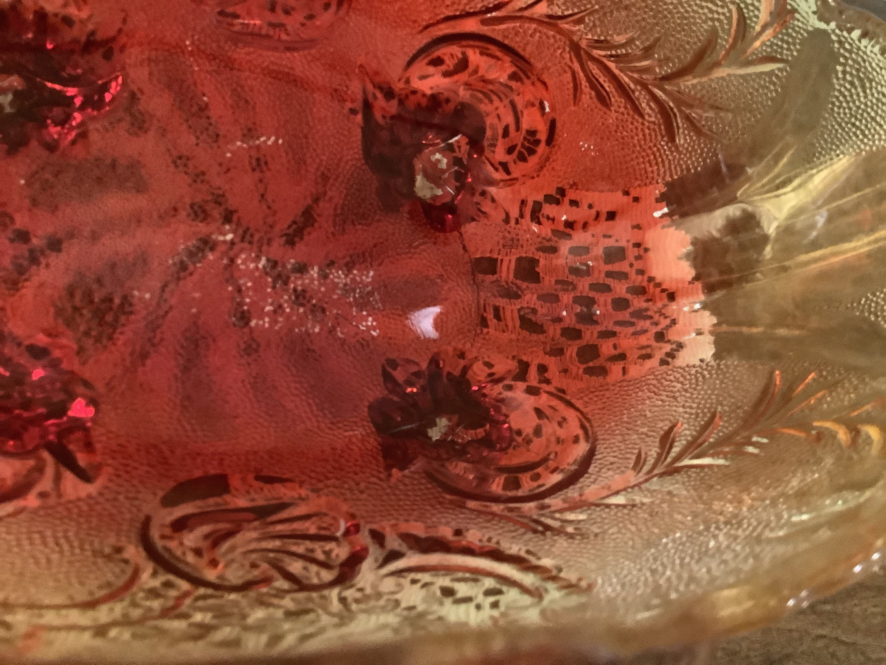 Vintage Large Amberina Footed Oval Bowl By Glass Etsy
