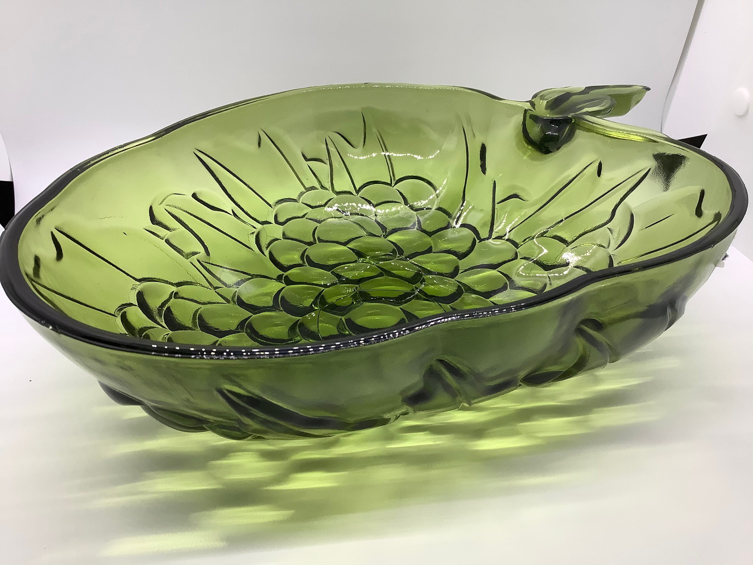 Vintage Green Glass Grape Antique Serving Fruit Salad Bowl by Etsy