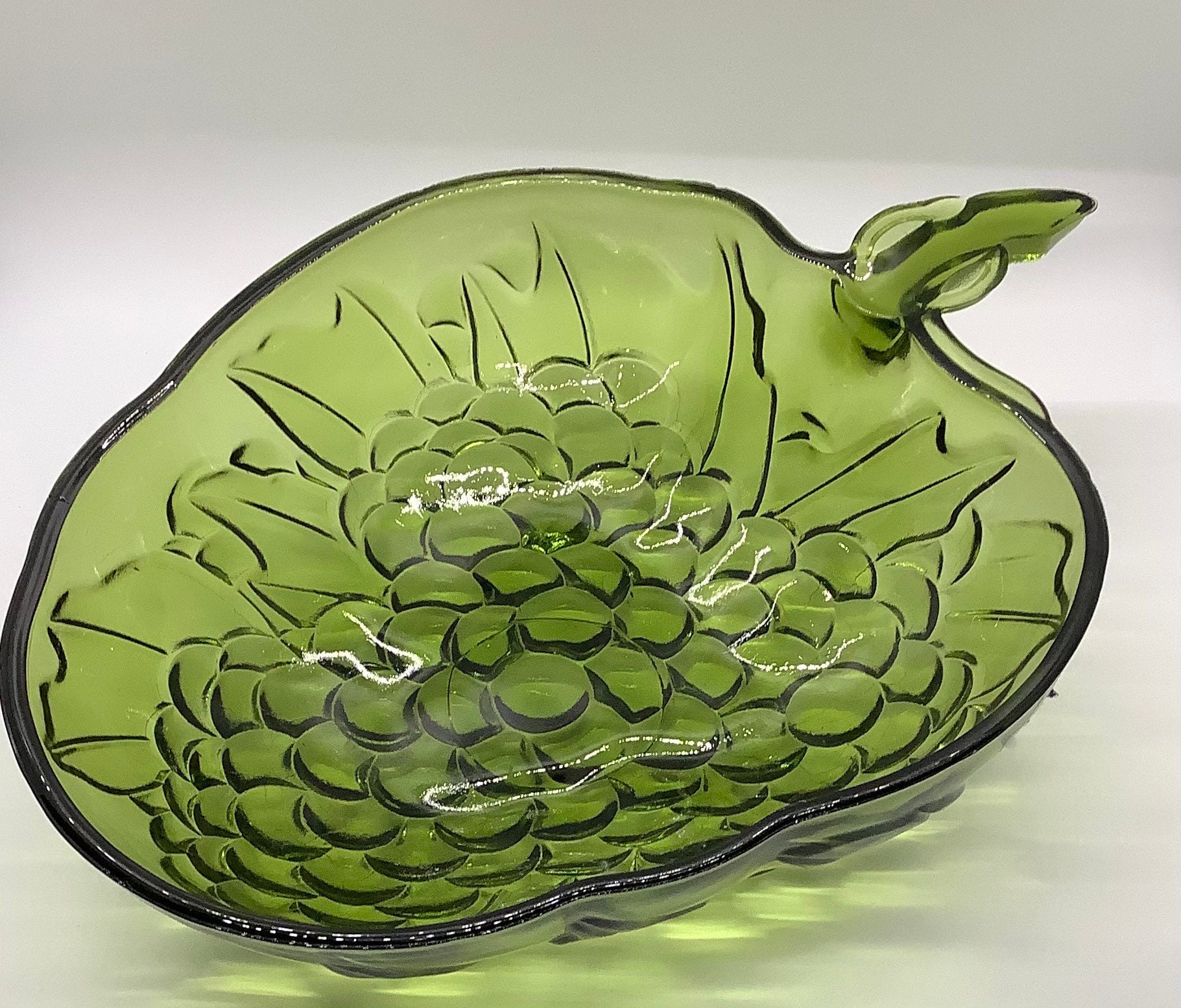 Vintage Green Glass Grape Antique Serving Fruit Salad Bowl by Etsy