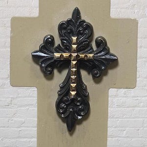 Hand Painted Ceramic Wall Cross Crucifix with Easel Back - Religious Wall Art - Unique Home Decor for Faith and Inspiration