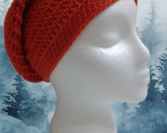 Crochet Slouchy Beanie, Slouchy Crochet Hat, Oversized Slouchy Beanie, Chunky Hat, Women's Winter Hat Coral