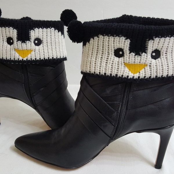 Boot Cuff, Knit Boot Cuff, Women's Boot Cuffs, Boot Toppers, Boot Accessories, Boot Socks, Penguin Boot Cuffs Bootie Cuties Kids & Adults