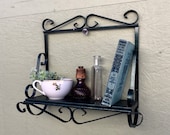 Vintage Green Iron Hanging Vanity Makeup Jewelry Shelf Bathroom Kitchen Organizer Cottage Chic Room Decor Indoor Succulent Plant Stand