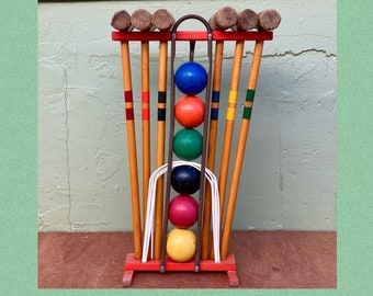 Antique Croquet Set — Vintage Yard Game — Eclectic Cottagecore Heirloom Room Decor — Photo Movie Prop — FREE SHIPPING