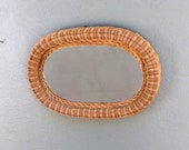 Antique Wicker Oval Wall Mounted Bedroom Mirror Victorian Rattan Weave Hallway Accent Cottage Chic Bathroom Accessory Made In Hong Kong