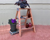 FREE SHIPPING USA 1970s Werner Household Natural Wooden 2 Foot Step Ladder Vintage Shabby Industrial Heavy Duty Kitchen Step Stool