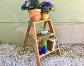 Antique 1970s Werner Household Natural Wooden 2 Foot Step Ladder Industrial Heavy Duty Kitchen Step Stool Shabby Cottage Chic Repurposed