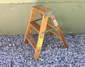 FREE SHIPPING USA 1970s Werner Household Natural Wooden 2 Foot Step Ladder Vintage Industrial Heavy Duty Shabby Kitchen Step Stool