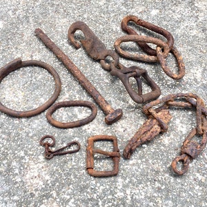 Industrial Rusty Iron Scrap — Vintage Urban Steampunk Supply — Primitive Metalworking Art Sculpture — Junk