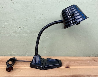 Vintage Desk Lamp  — Retro Bedside Light — Eclectic Office Lighting — Antique Gooseneck Lamp