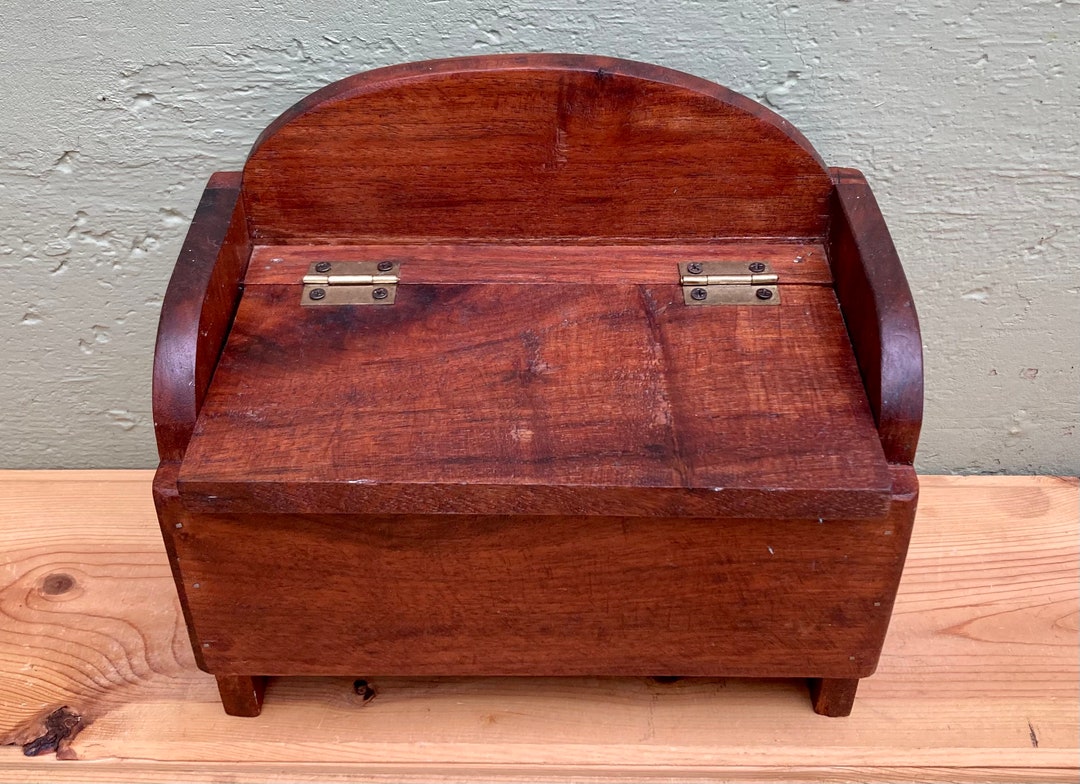 Wood Bench/stool Vintage Wooden Seat Rustic Lidded Storage Chest