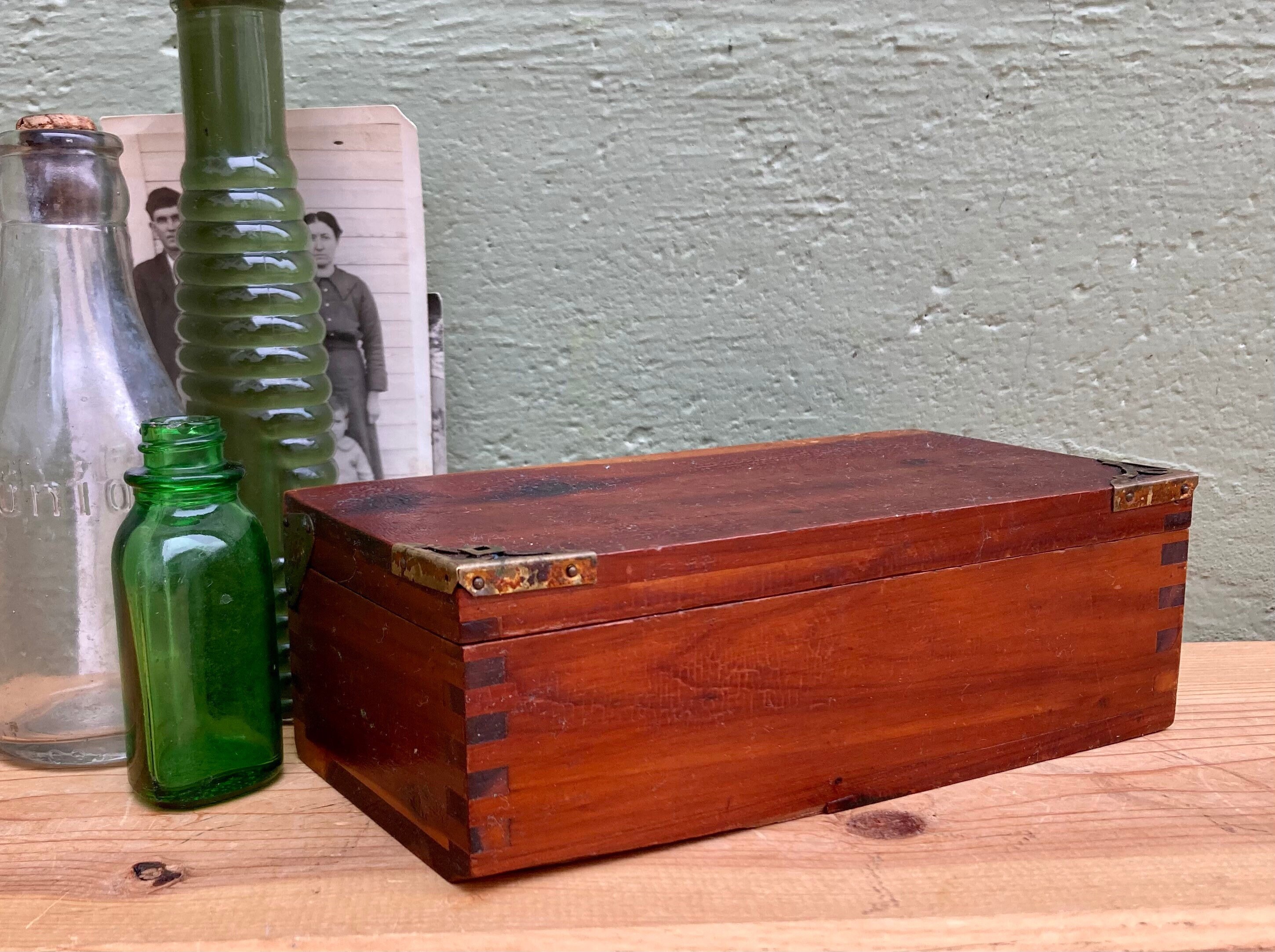 Wood Rectangle Box With Hinged Lid