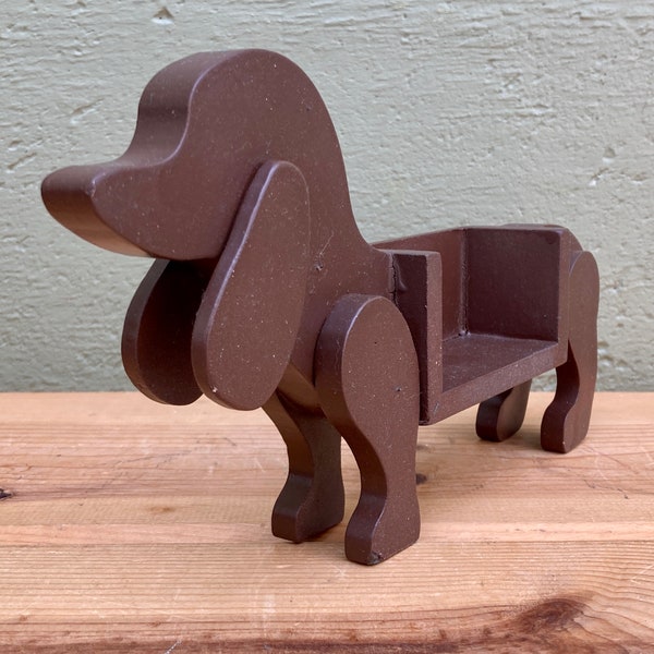Dog Lovers Gift - Stocking Stuffer - Wood Hound/Dog Silhouette — Vintage Business Card Holder — Handcrafted Wooden Dog