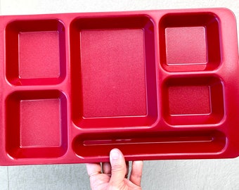 Vintage Plastic Trays — Cafeteria/Institutional Serving Dish — Rectangular Divided Lunch Plate