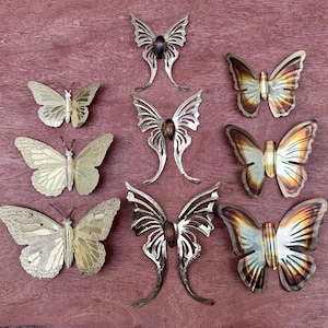 Vintage Metal Wall Art | Gold & Copper Butterfly Decor Collection | MidCentury Modern Wall Hanging | Hollywood Regency Style Wall Sculpture